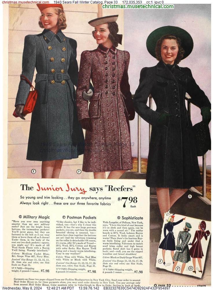 1940 Sears Fall Winter Catalog, Page 33
