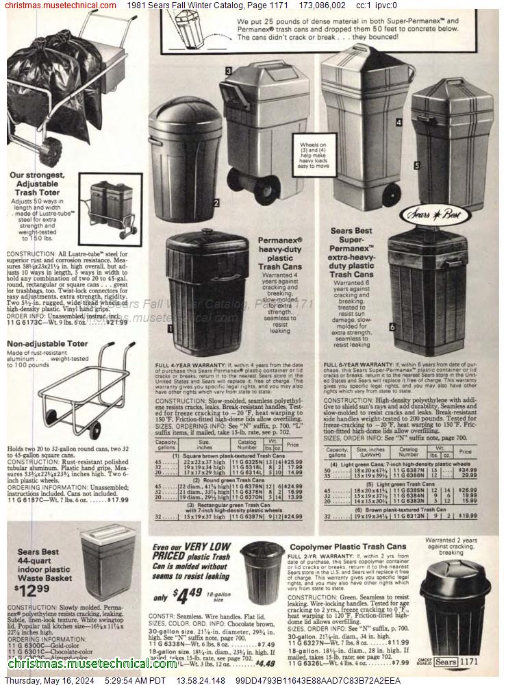 1981 Sears Fall Winter Catalog, Page 1171