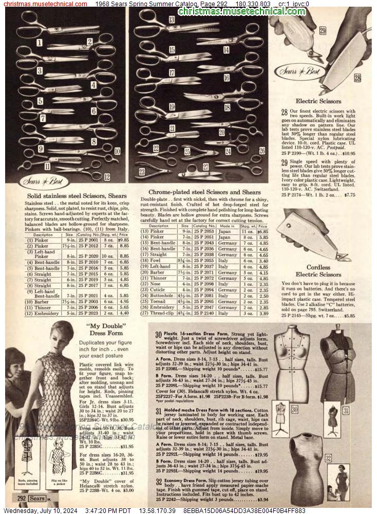 1968 Sears Spring Summer Catalog, Page 292