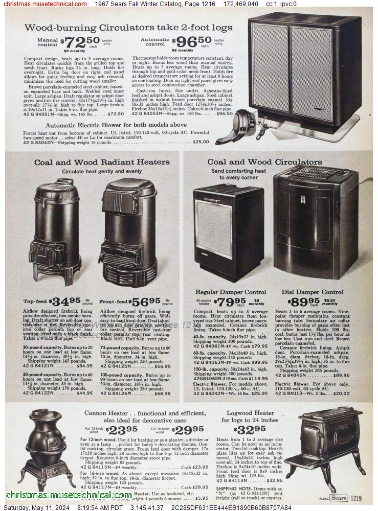 1967 Sears Fall Winter Catalog, Page 1216