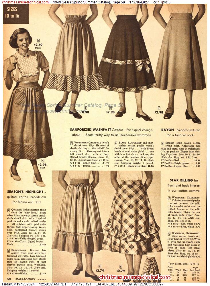 1949 Sears Spring Summer Catalog, Page 58