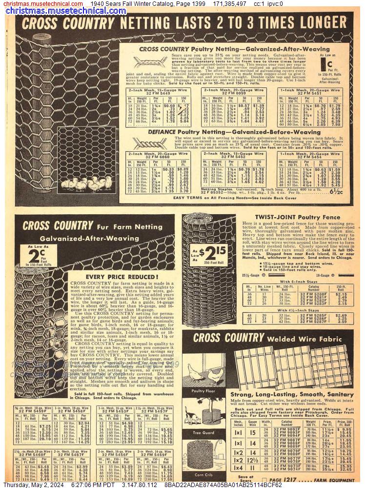 1940 Sears Fall Winter Catalog, Page 1399