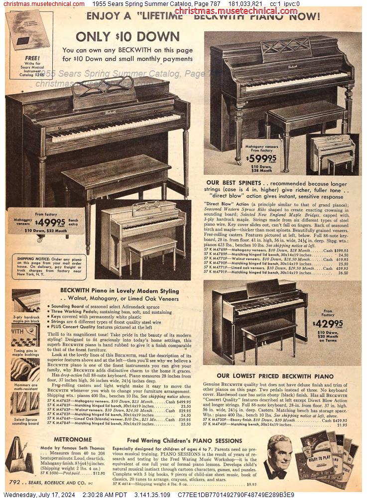 1955 Sears Spring Summer Catalog, Page 787