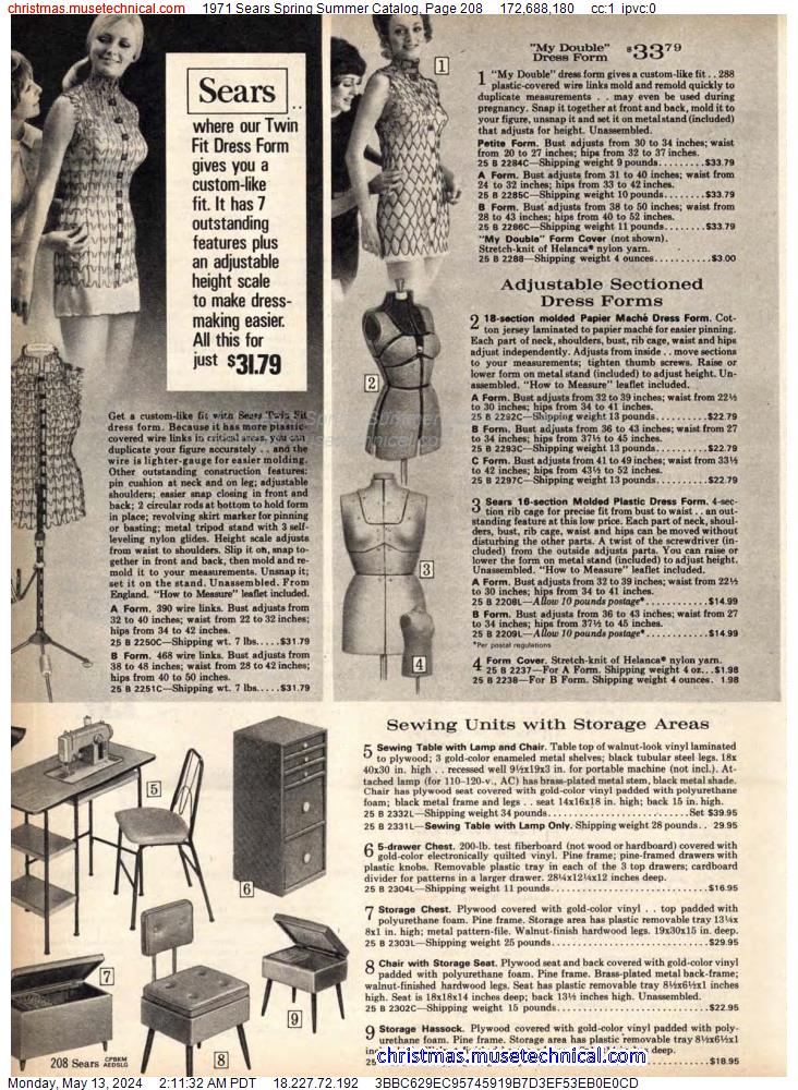 1971 Sears Spring Summer Catalog, Page 208