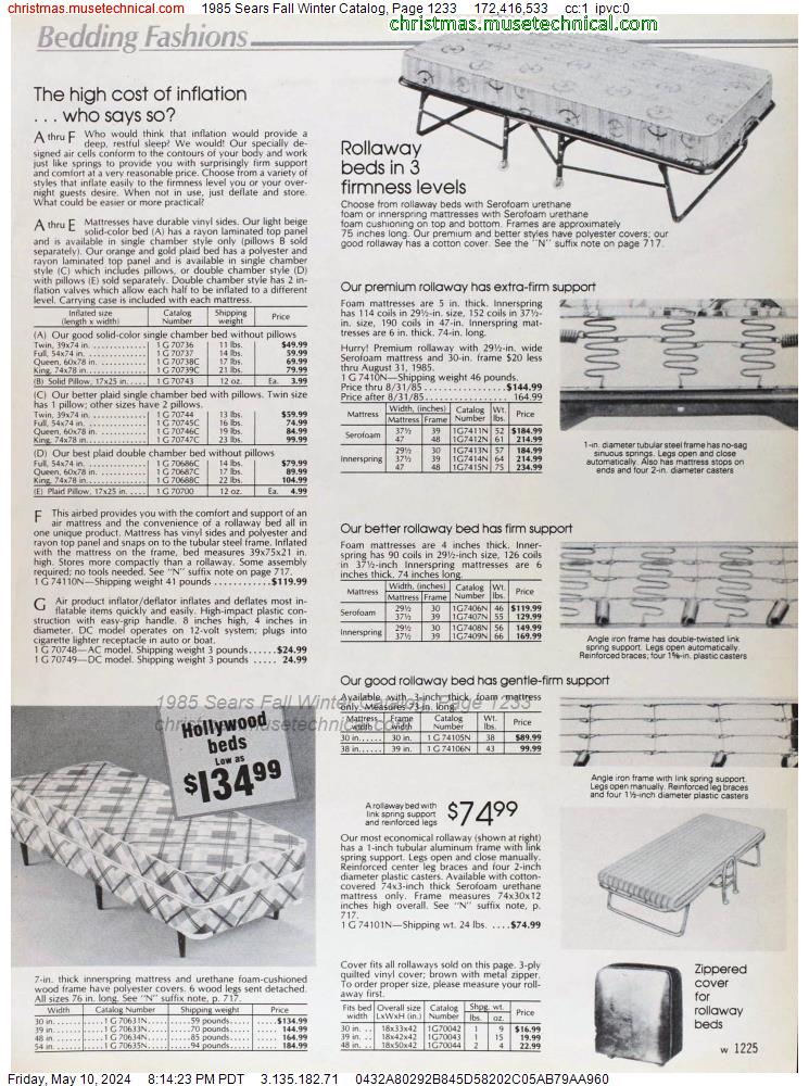 1985 Sears Fall Winter Catalog, Page 1233