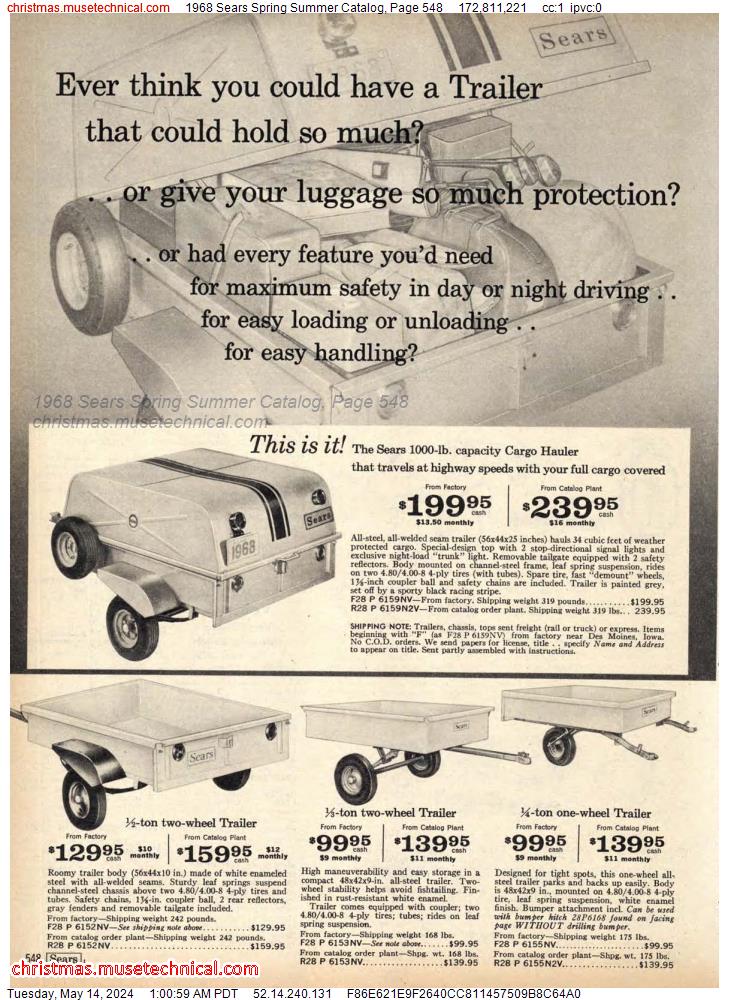 1968 Sears Spring Summer Catalog, Page 548