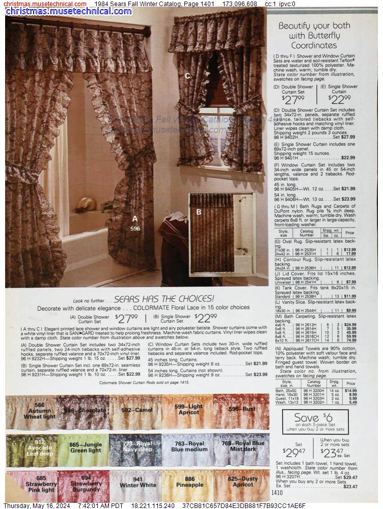 1984 Sears Fall Winter Catalog, Page 1401