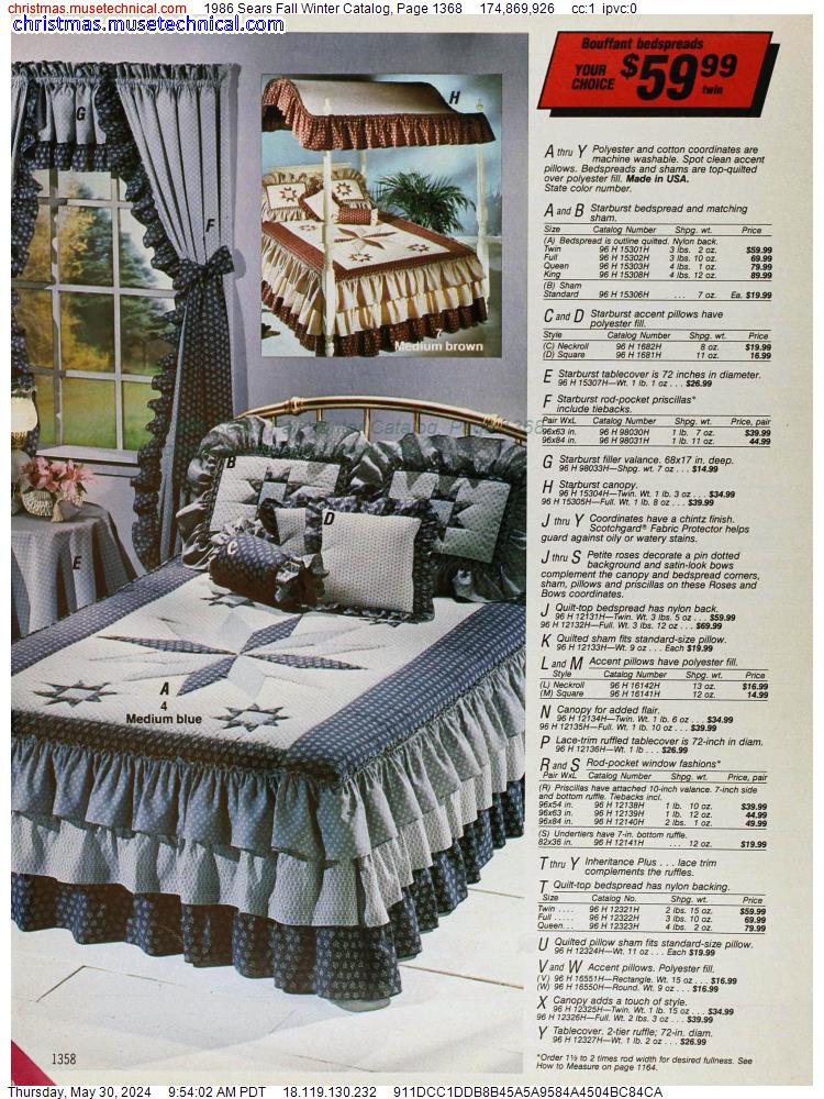 1986 Sears Fall Winter Catalog, Page 1368