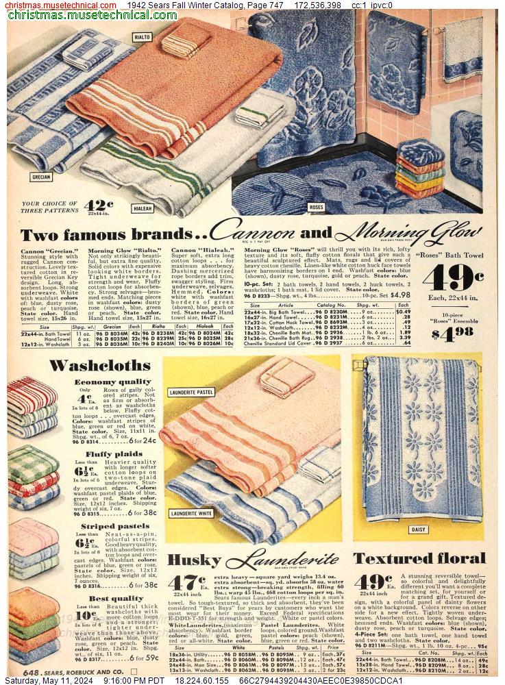 1942 Sears Fall Winter Catalog, Page 747
