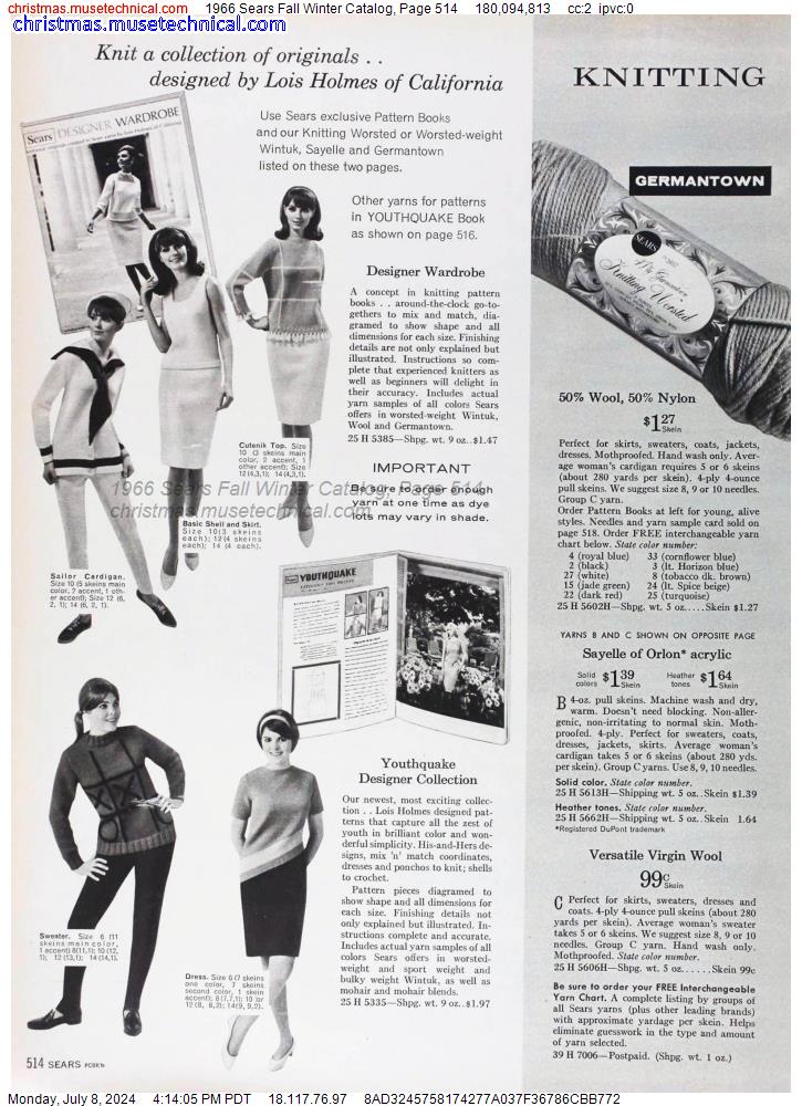 1966 Sears Fall Winter Catalog, Page 514