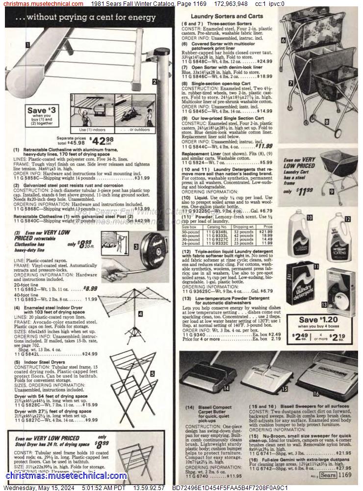 1981 Sears Fall Winter Catalog, Page 1169