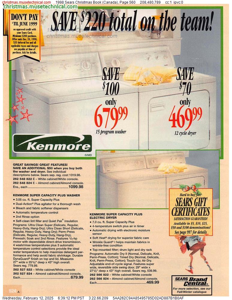 1998 Sears Christmas Book (Canada), Page 560