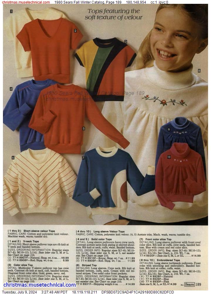 1980 Sears Fall Winter Catalog, Page 189