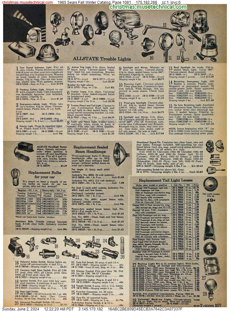 1965 Sears Fall Winter Catalog, Page 1081