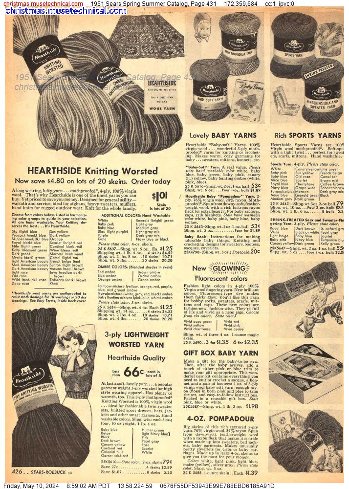 1951 Sears Spring Summer Catalog, Page 431