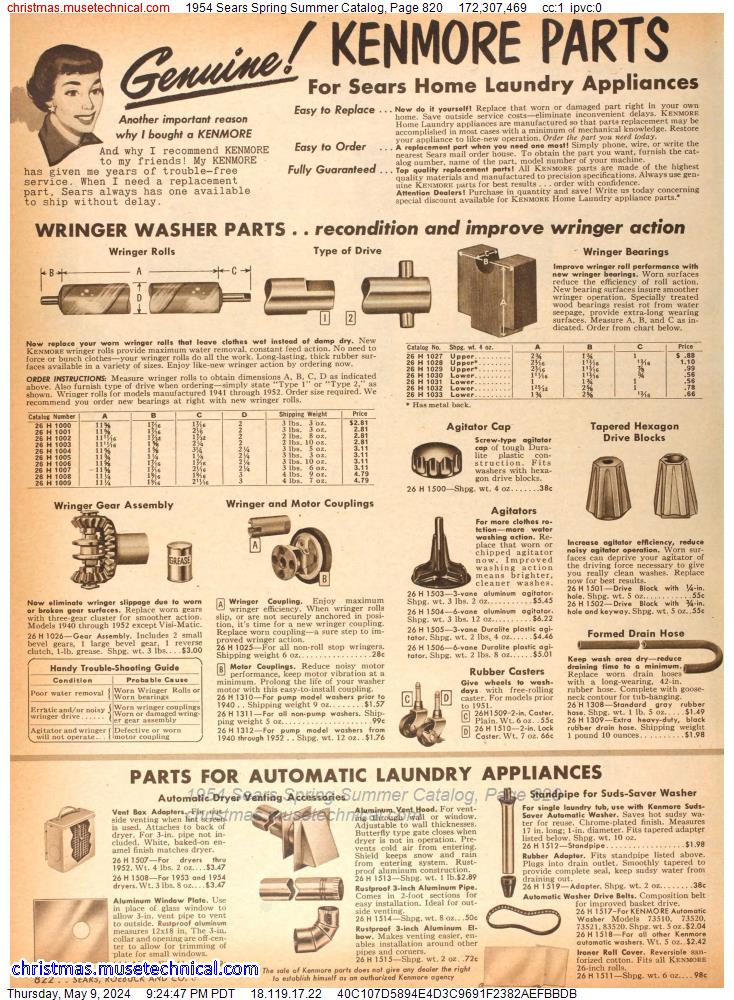 1954 Sears Spring Summer Catalog, Page 820
