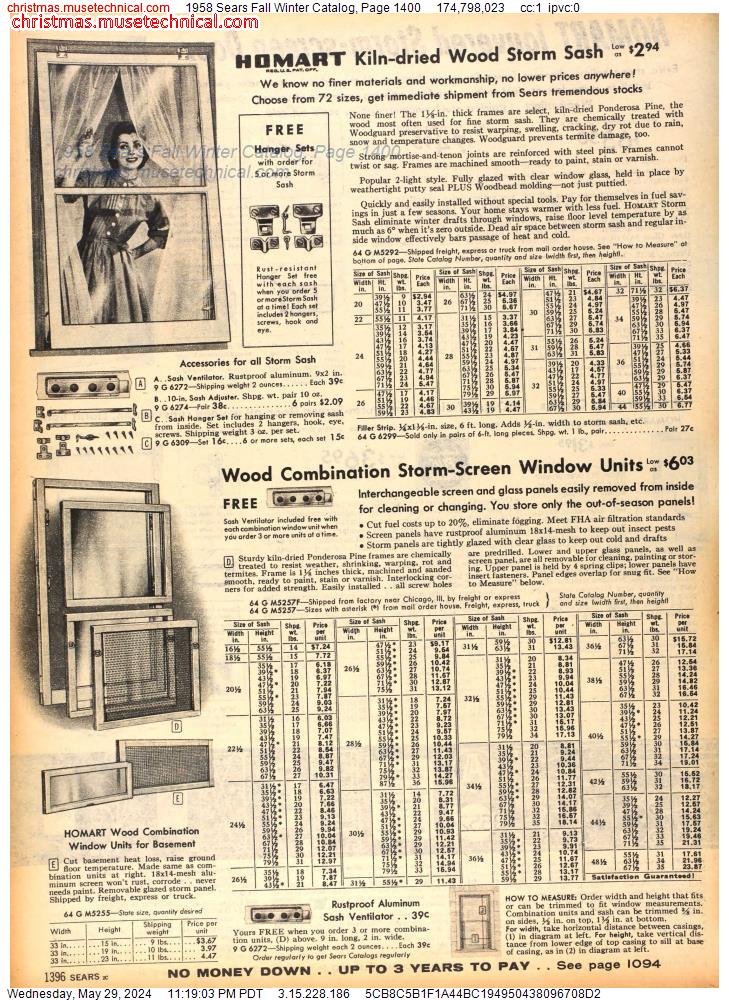 1958 Sears Fall Winter Catalog, Page 1400