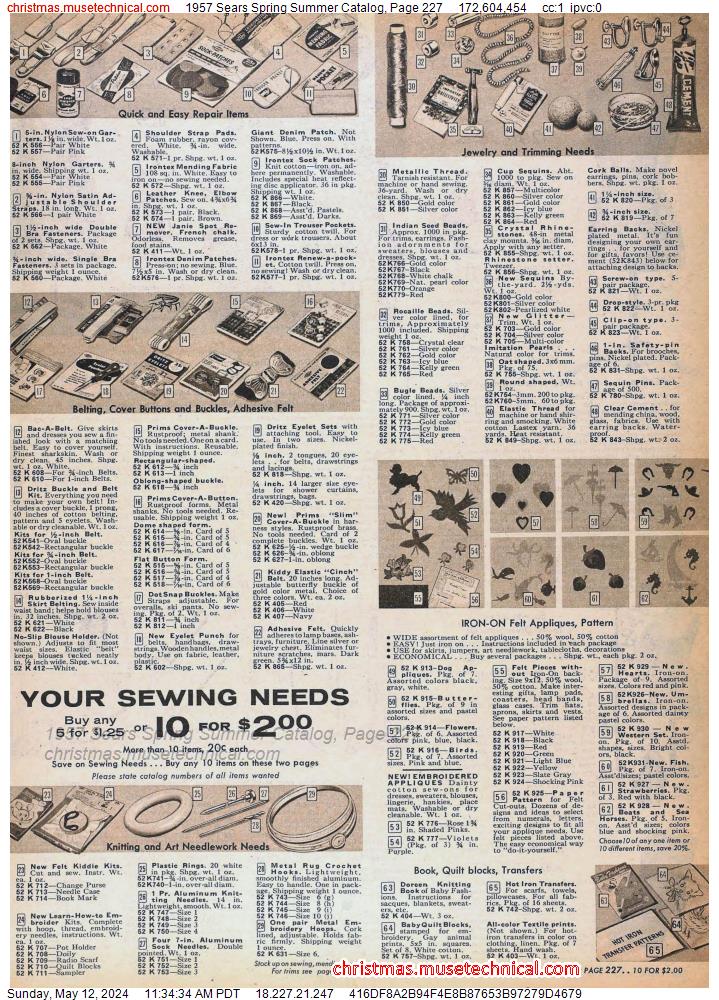 1957 Sears Spring Summer Catalog, Page 227