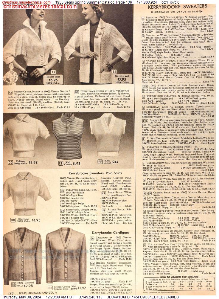 1955 Sears Spring Summer Catalog, Page 136