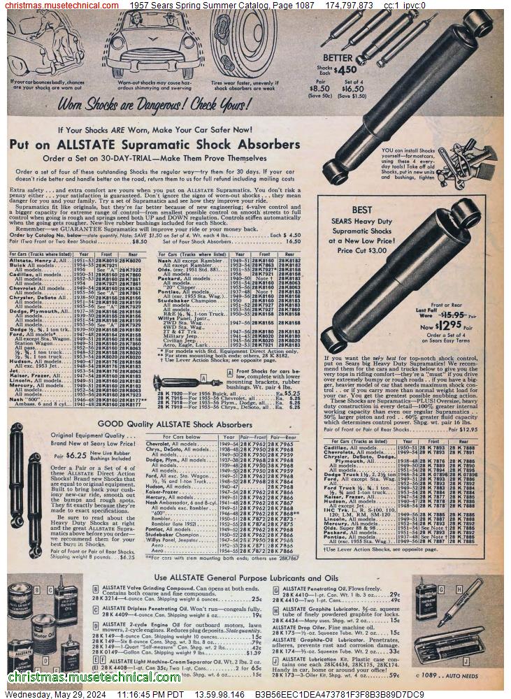 1957 Sears Spring Summer Catalog, Page 1087