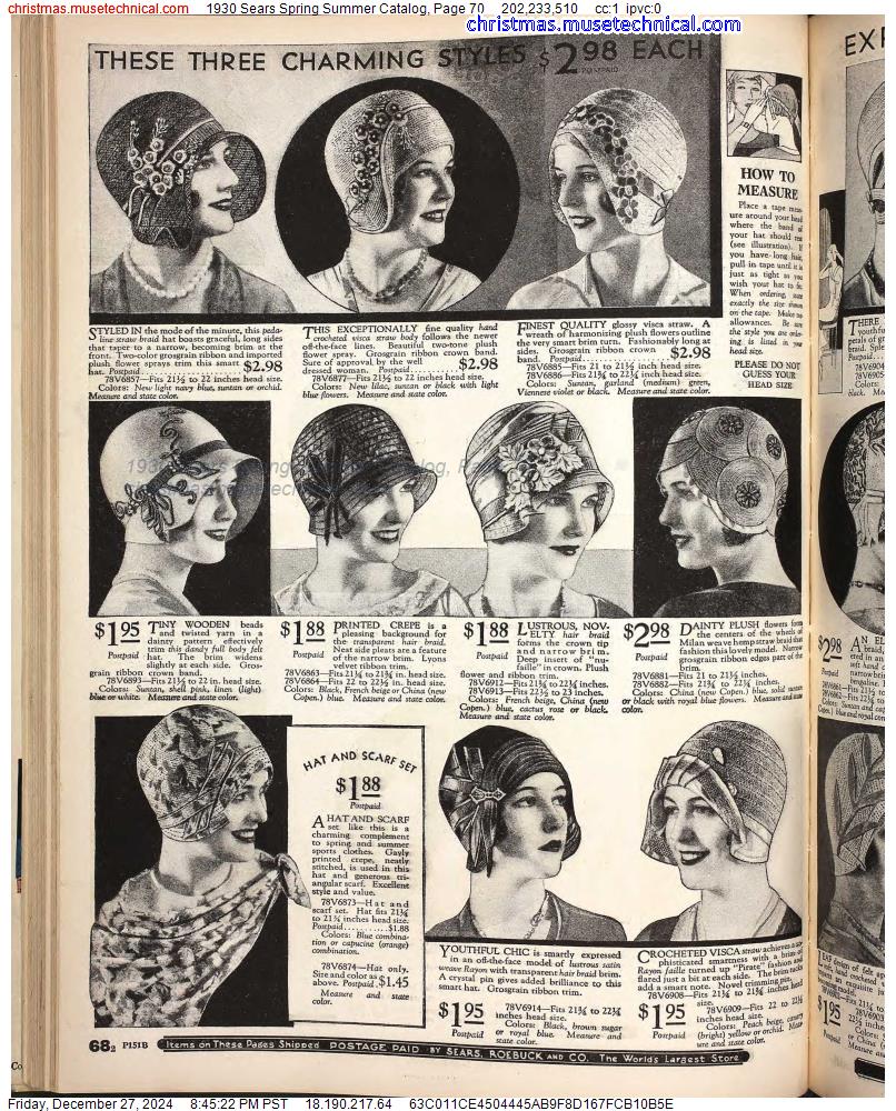 1930 Sears Spring Summer Catalog, Page 70