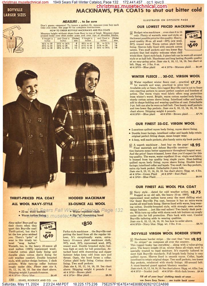 1949 Sears Fall Winter Catalog, Page 132