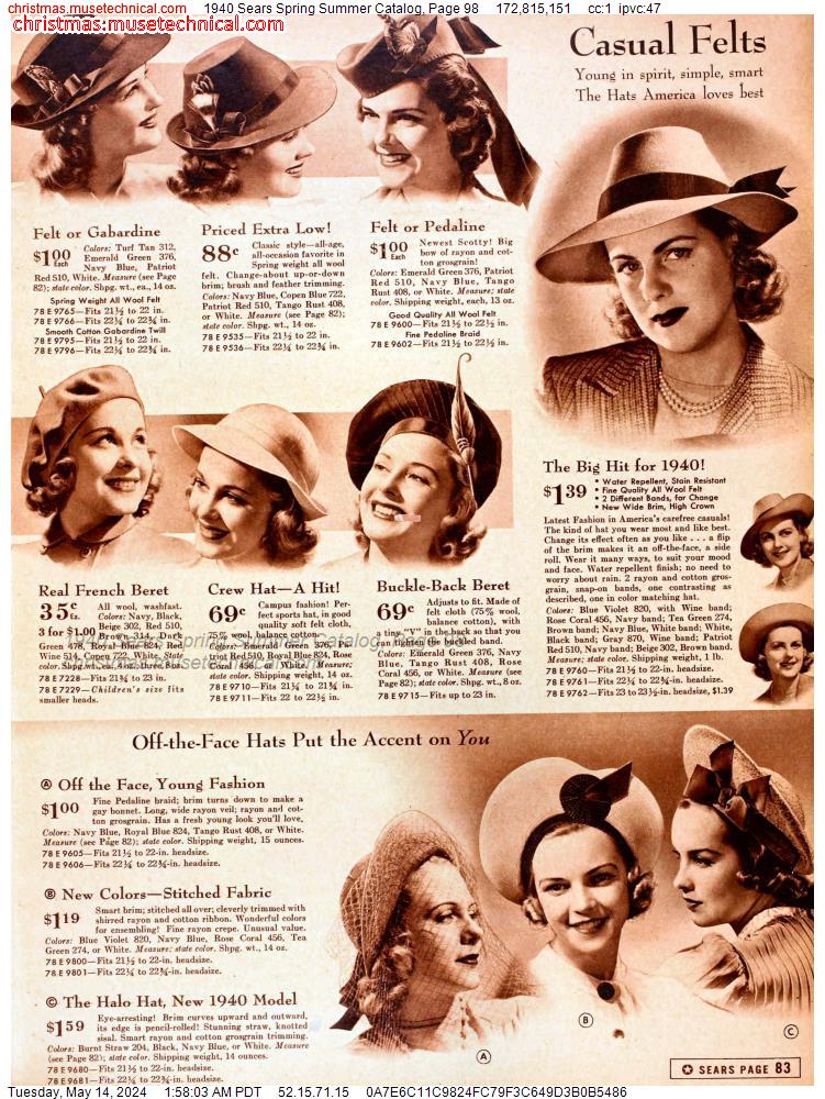 1940 Sears Spring Summer Catalog, Page 98
