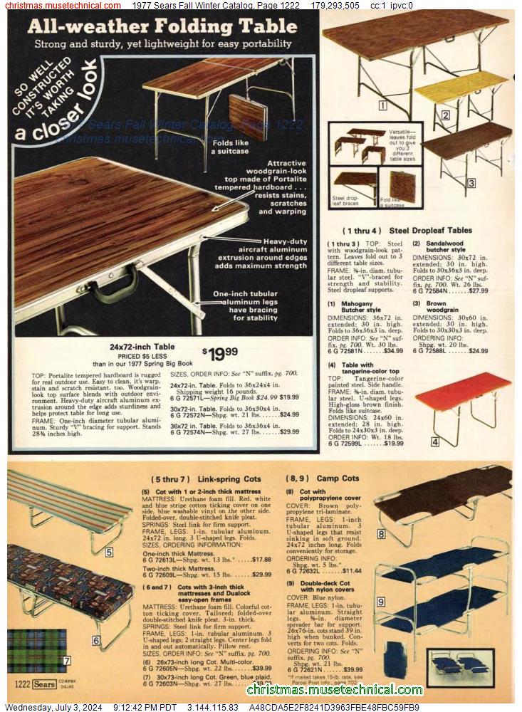 1977 Sears Fall Winter Catalog, Page 1222