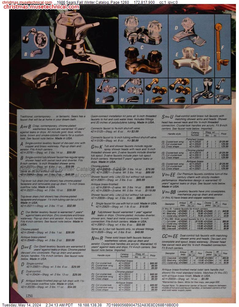 1986 Sears Fall Winter Catalog, Page 1260