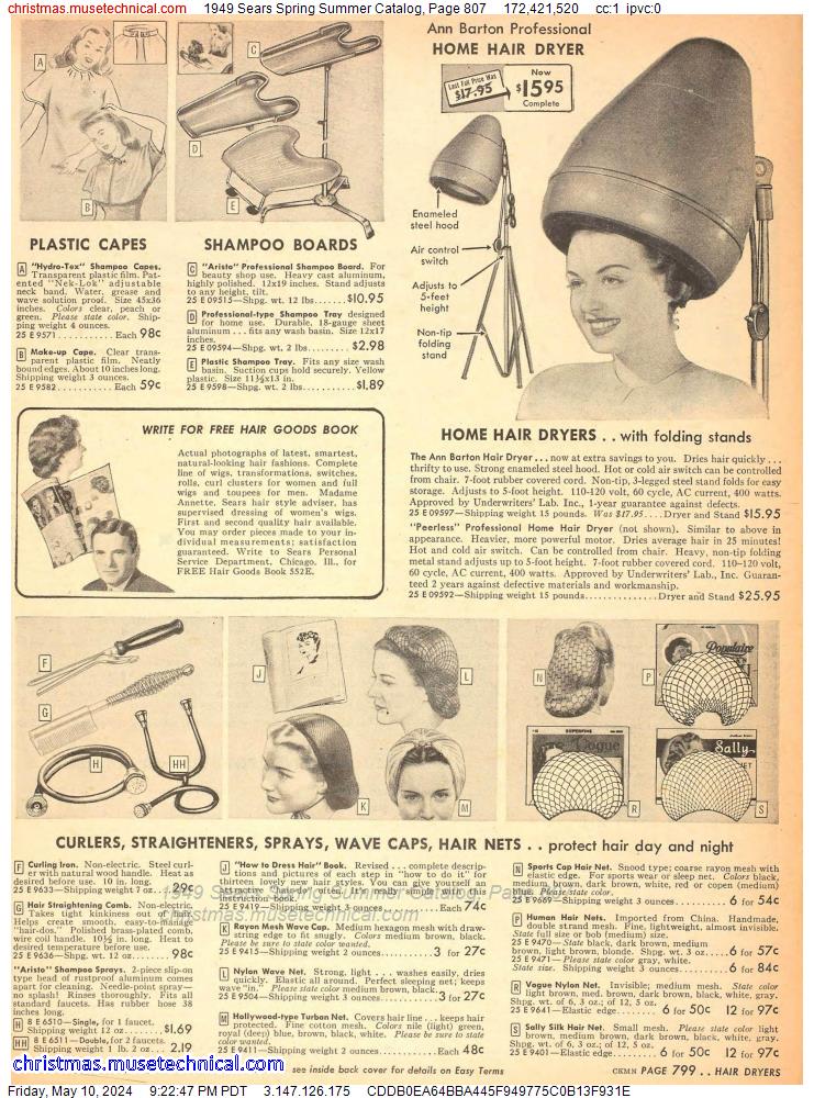 1949 Sears Spring Summer Catalog, Page 807