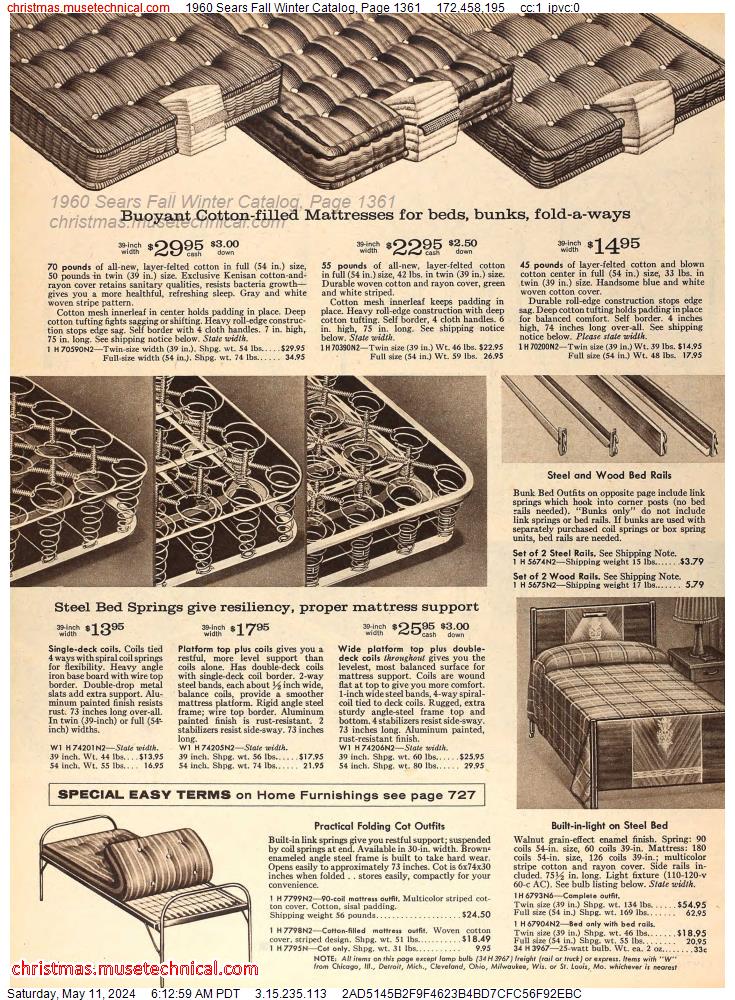 1960 Sears Fall Winter Catalog, Page 1361