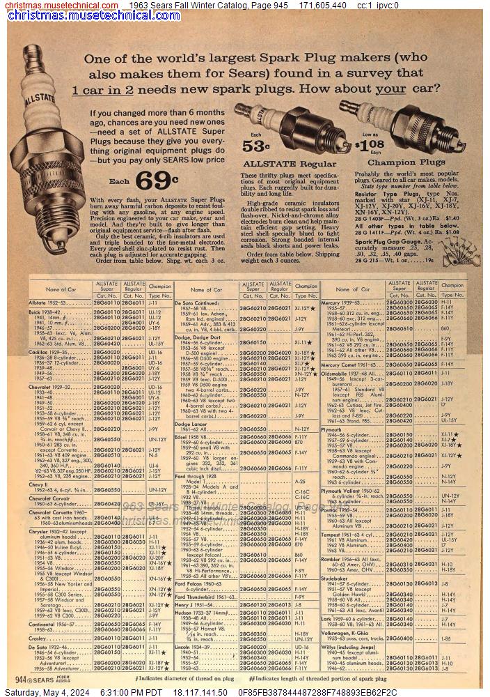 1963 Sears Fall Winter Catalog, Page 945