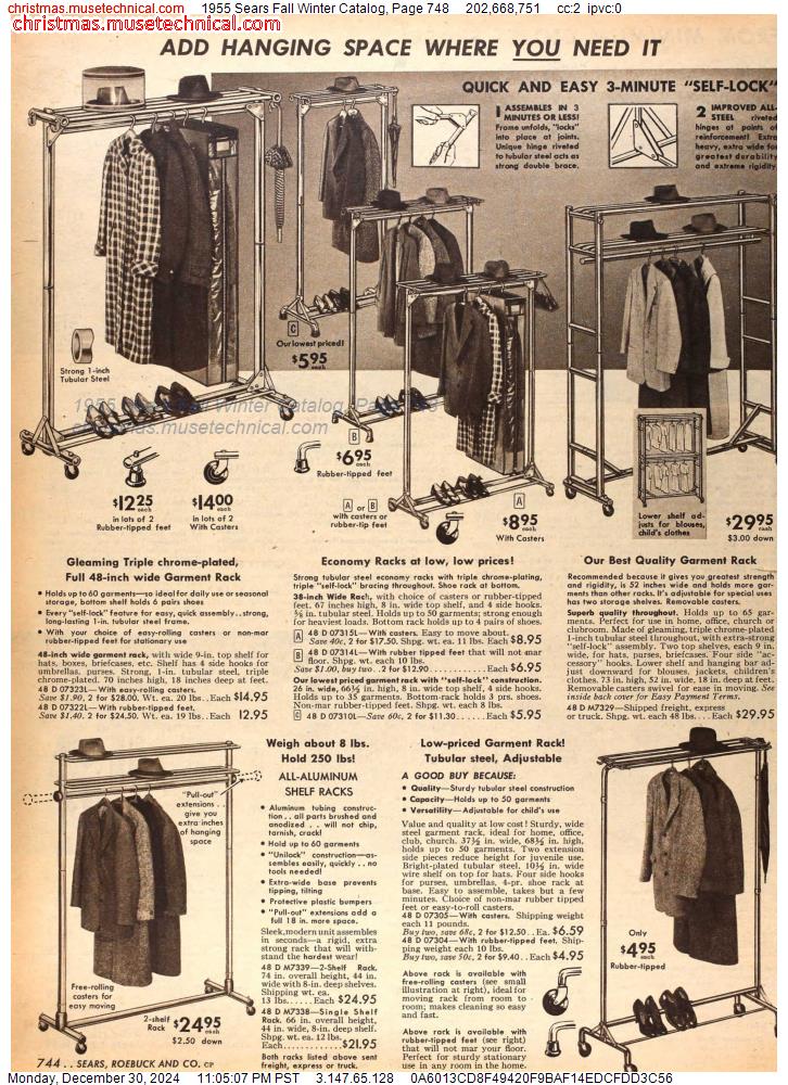 1955 Sears Fall Winter Catalog, Page 748