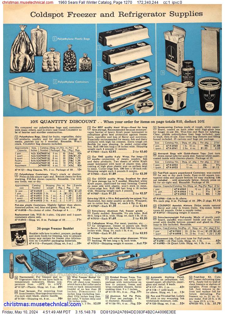 1960 Sears Fall Winter Catalog, Page 1270
