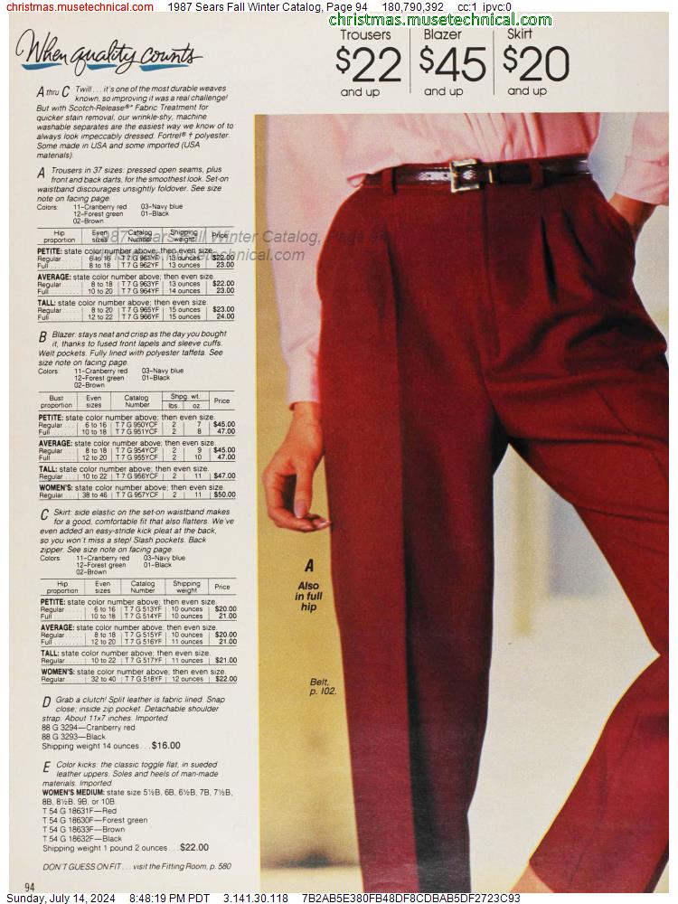 1987 Sears Fall Winter Catalog, Page 94