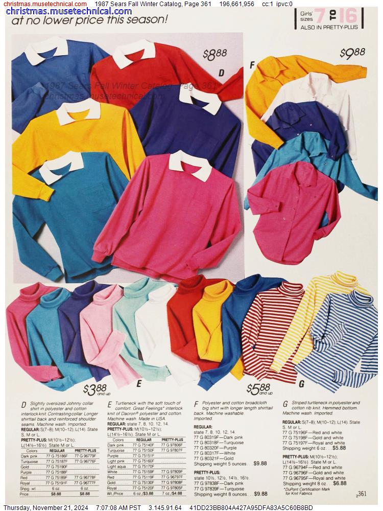 1987 Sears Fall Winter Catalog, Page 361