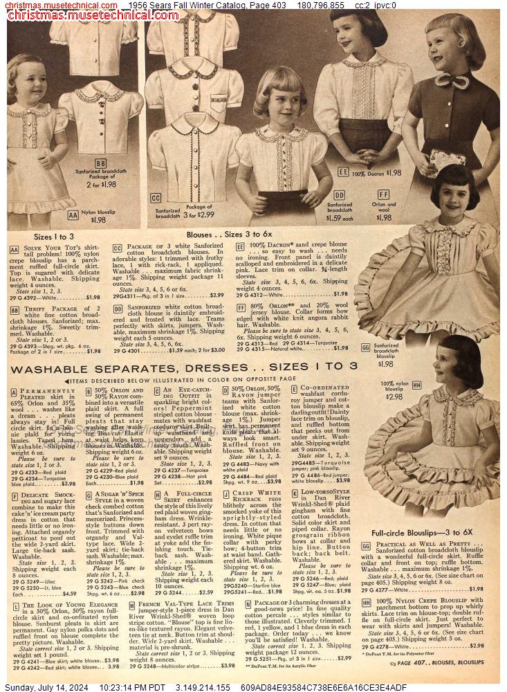 1956 Sears Fall Winter Catalog, Page 403