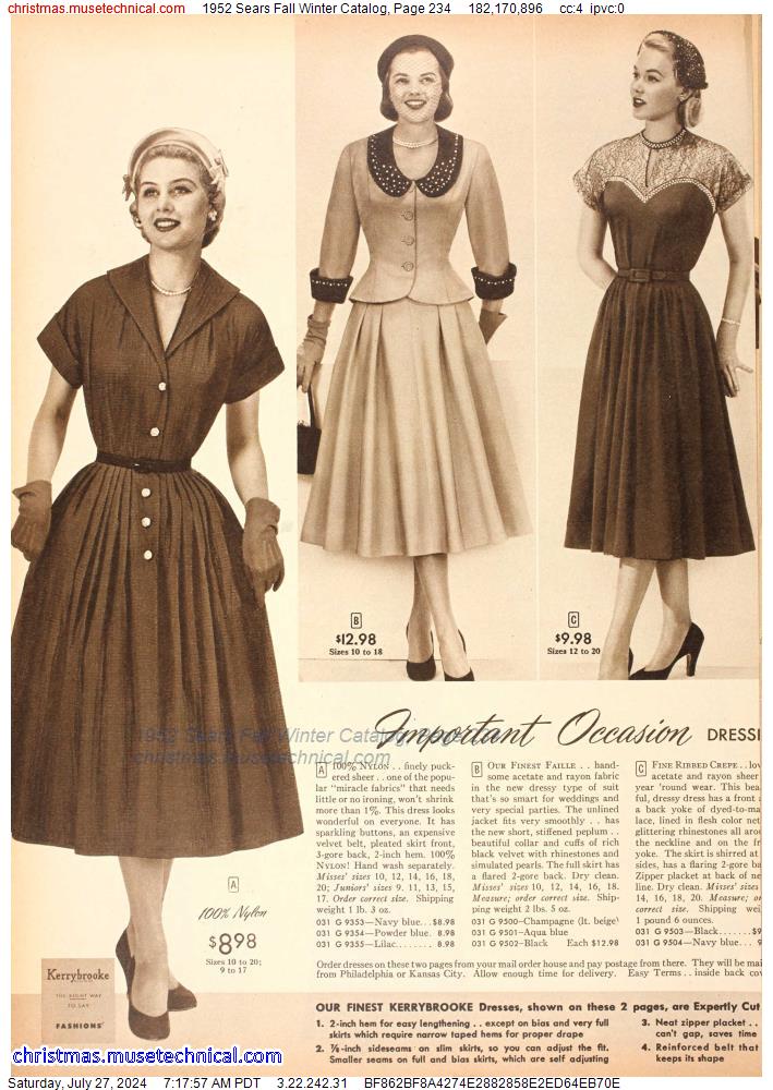 1952 Sears Fall Winter Catalog, Page 234