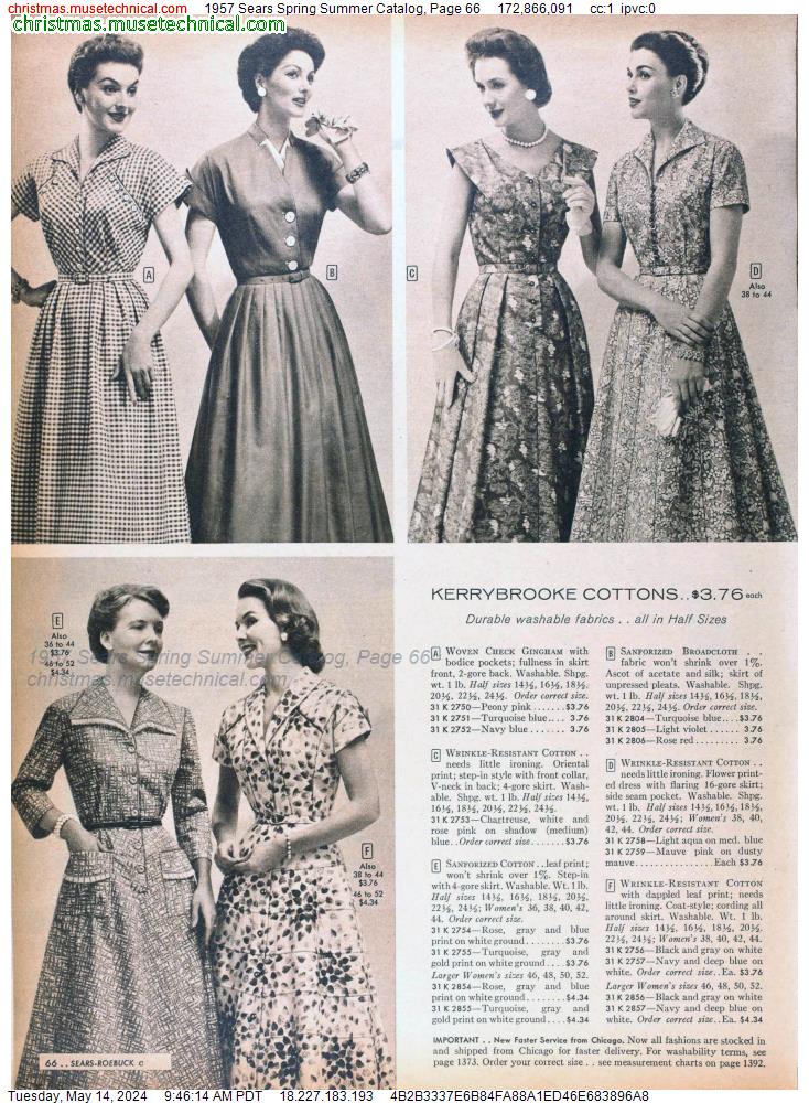 1957 Sears Spring Summer Catalog, Page 66