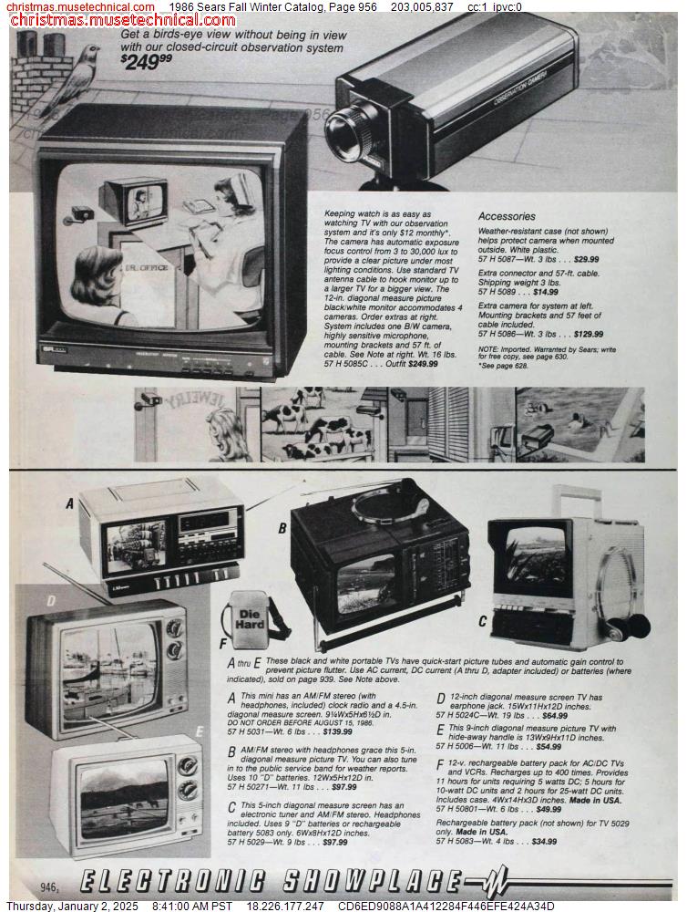 1986 Sears Fall Winter Catalog, Page 956