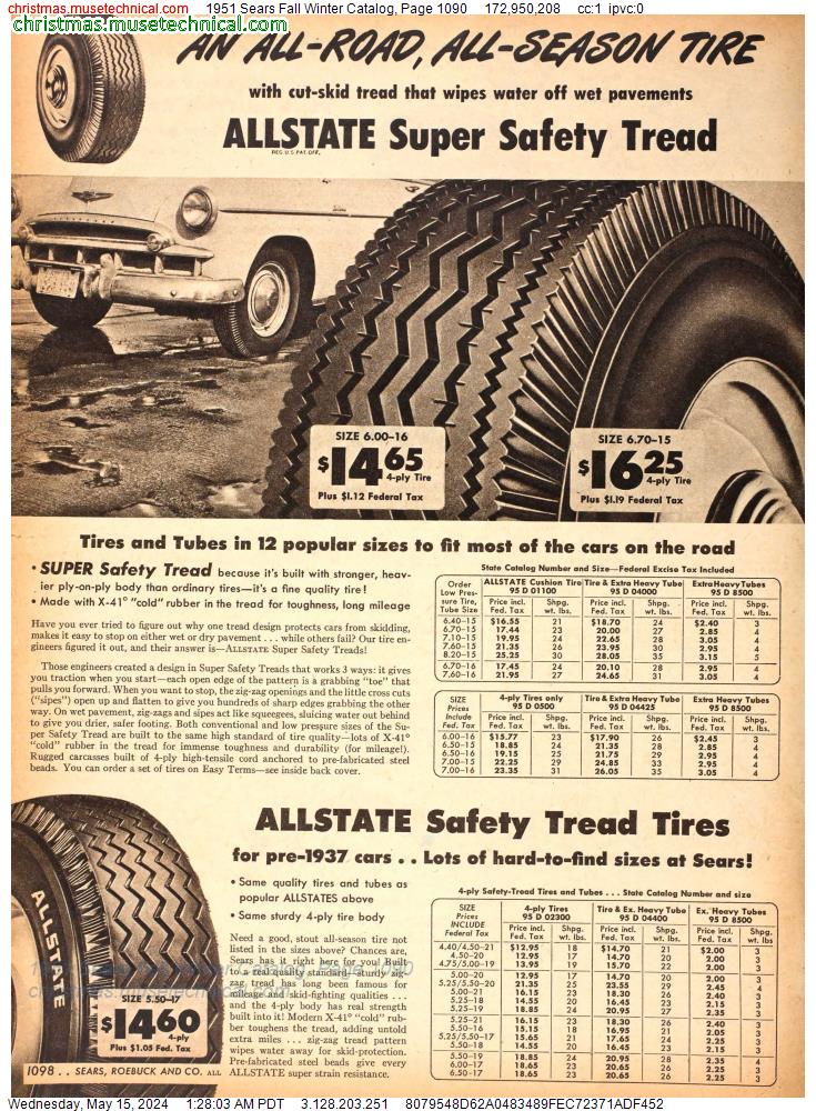 1951 Sears Fall Winter Catalog, Page 1090