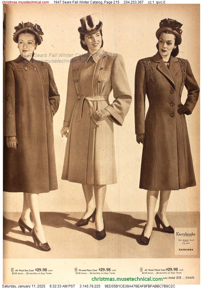 1947 Sears Fall Winter Catalog, Page 215