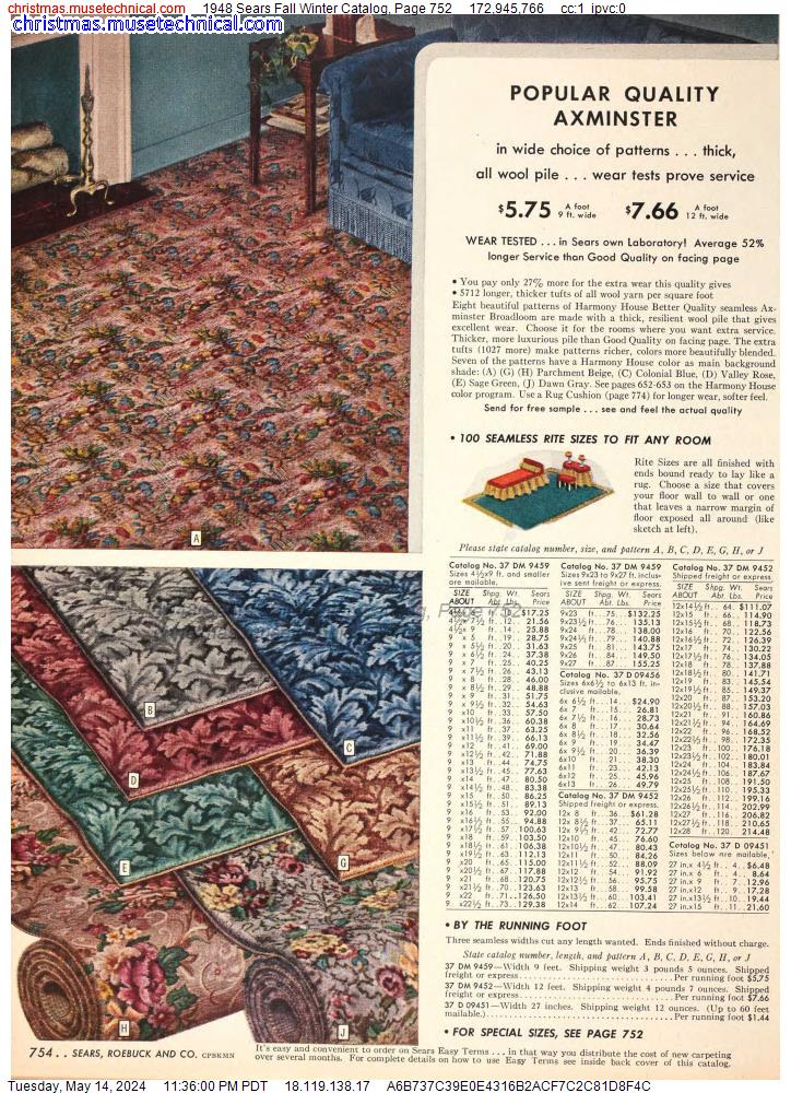 1948 Sears Fall Winter Catalog, Page 752
