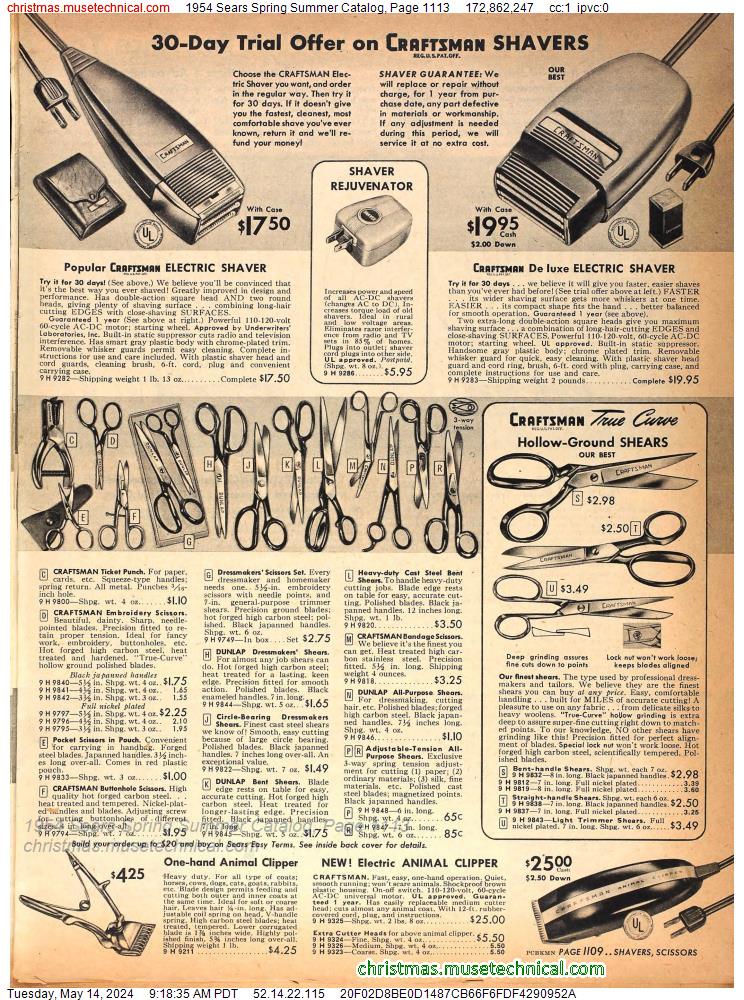 1954 Sears Spring Summer Catalog, Page 1113