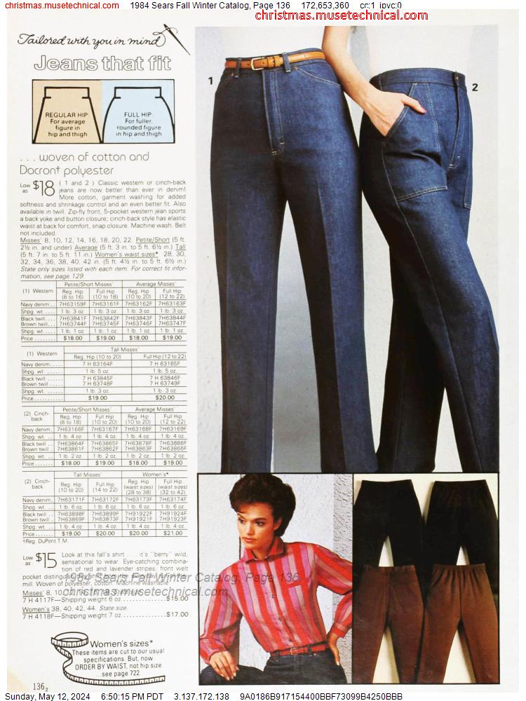 1984 Sears Fall Winter Catalog, Page 136