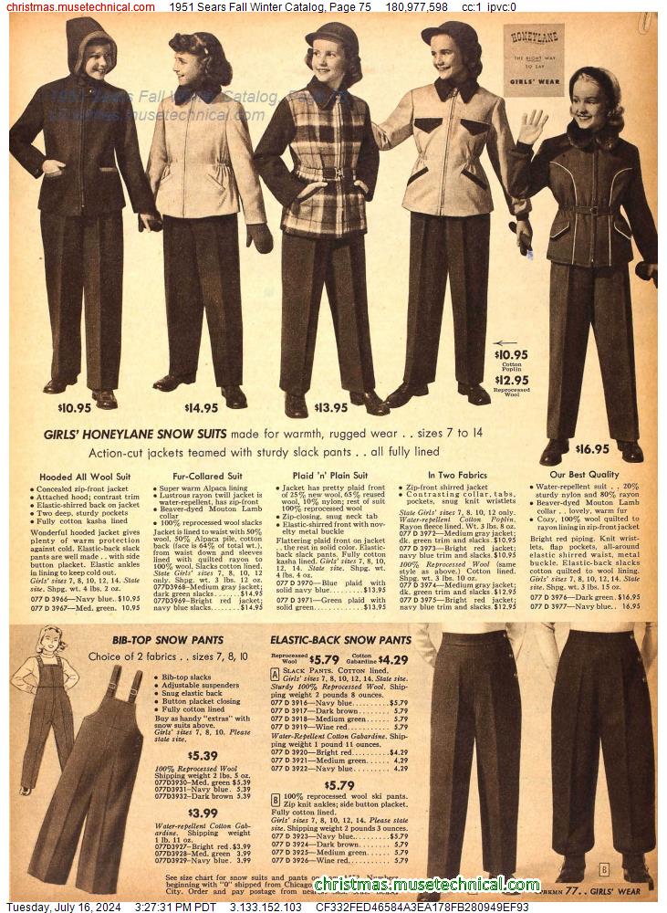 1951 Sears Fall Winter Catalog, Page 75