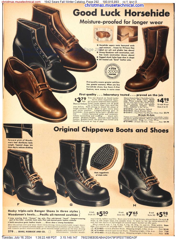 1942 Sears Fall Winter Catalog, Page 292