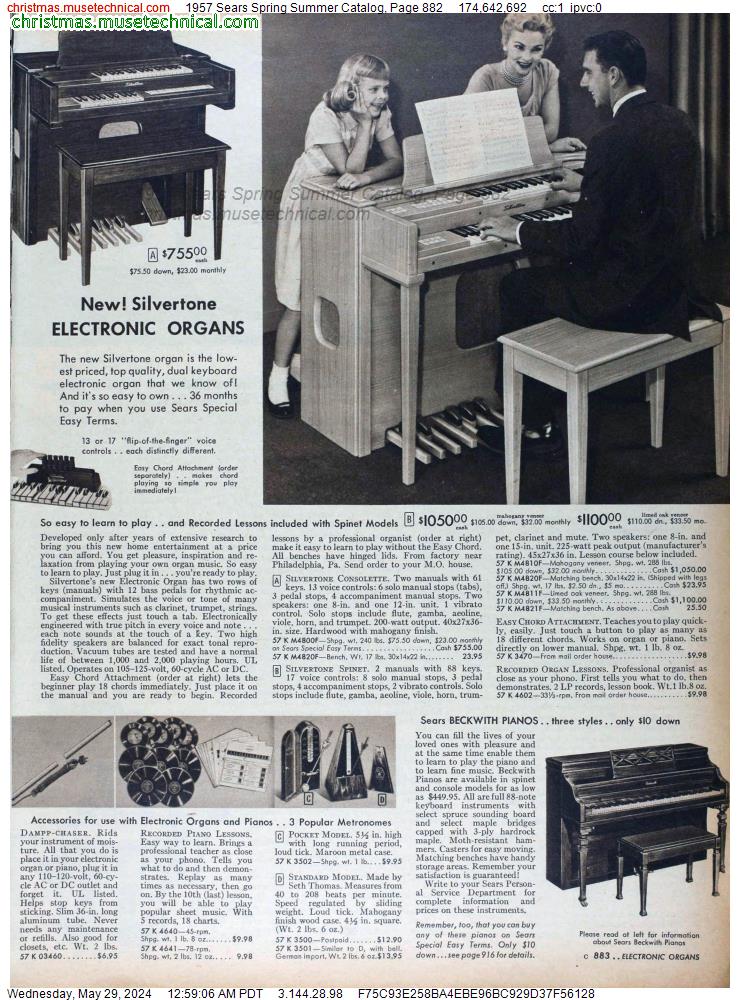 1957 Sears Spring Summer Catalog, Page 882