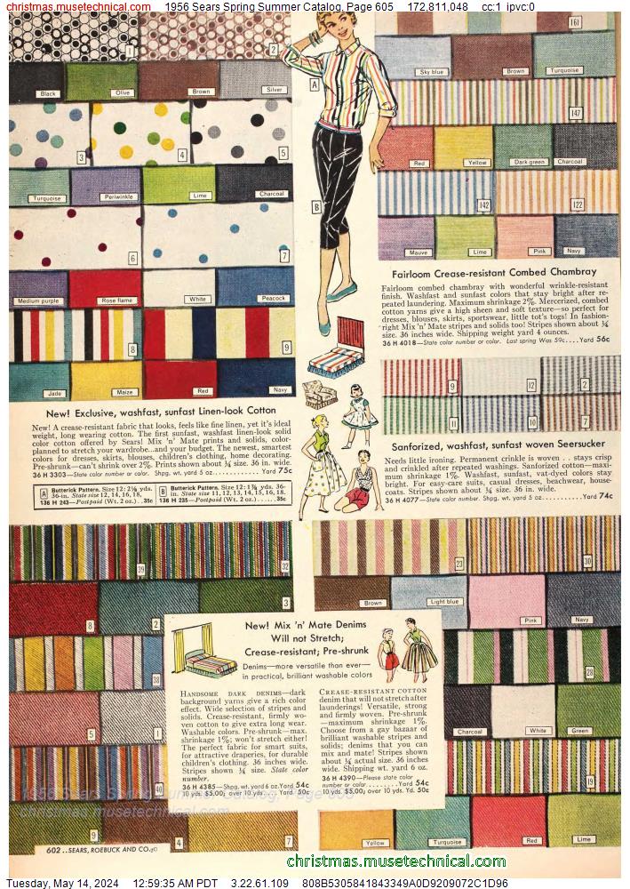 1956 Sears Spring Summer Catalog, Page 605