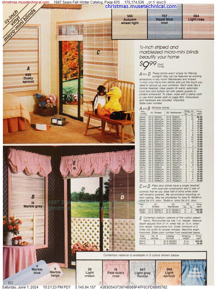 1987 Sears Fall Winter Catalog, Page 835